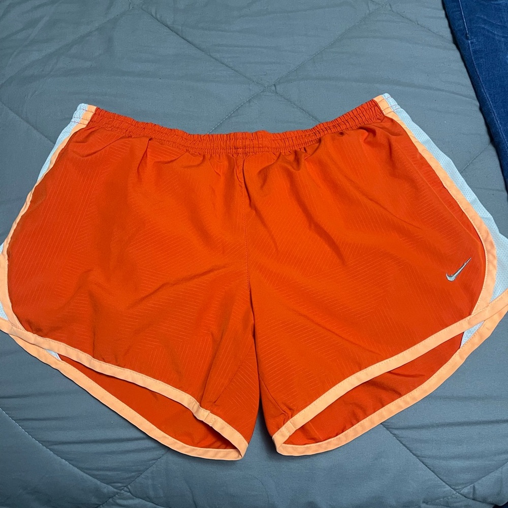 Nike Women's Orange and White Athletic Shorts